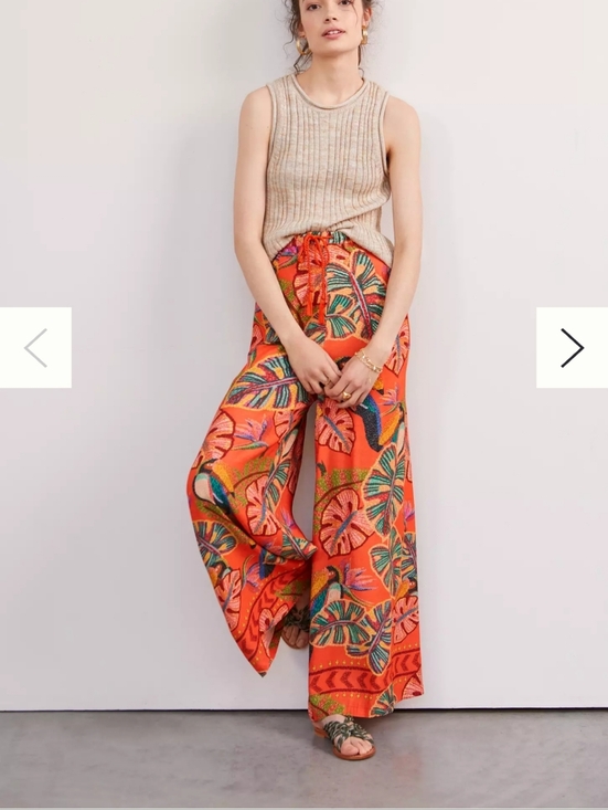 FARM Rio Pants - FARM Rio Orange Tropical Print Wide-Leg Pants